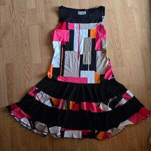 Joseph Ribkoff Abstract Print Dress | Sleeveless Fit & Flare | Made in Canada